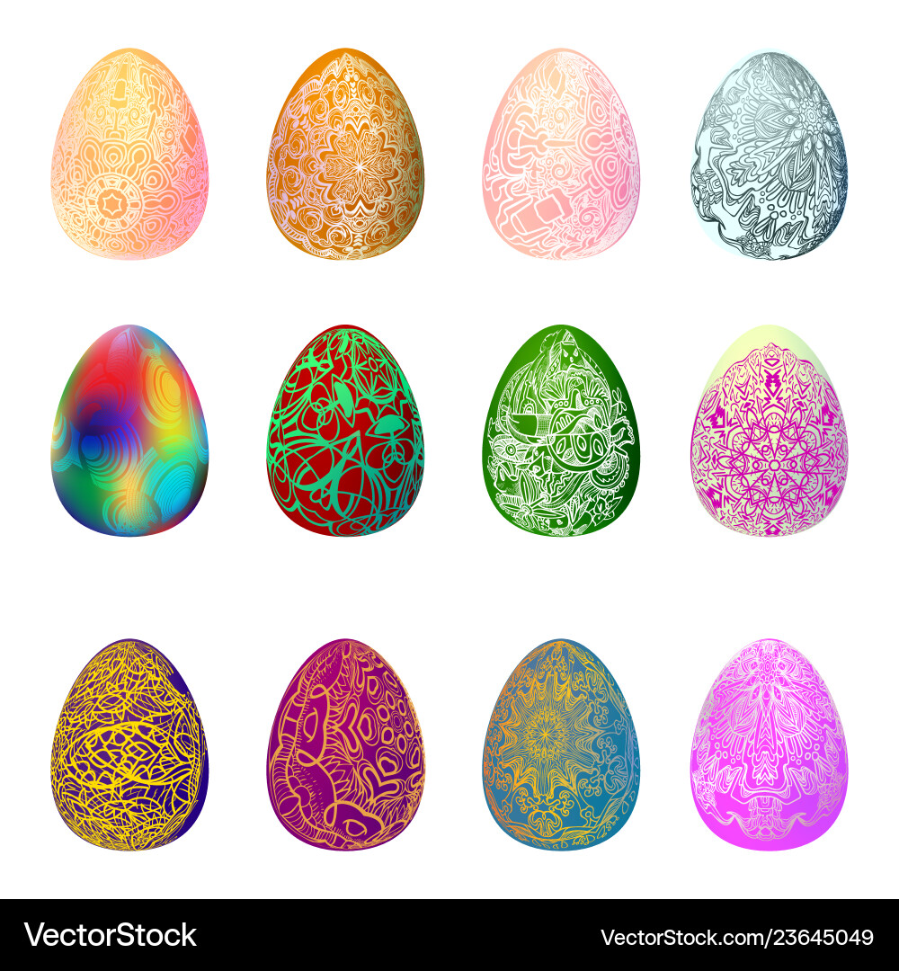 Set of easter eggs with different pattern vector image