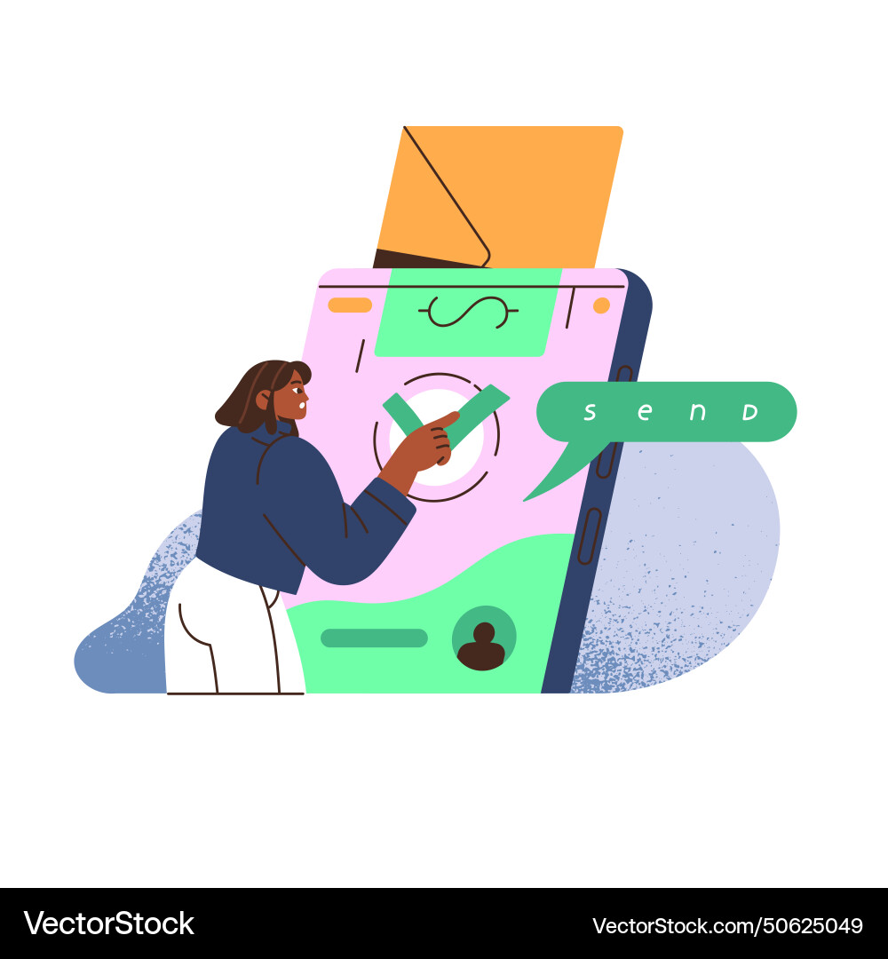 User sends digital money with phone online Vector Image