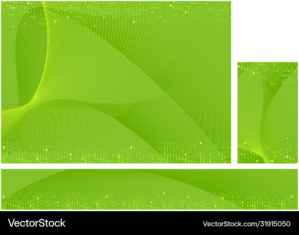 Dynamic Abstract Green Tech Background Set vector image