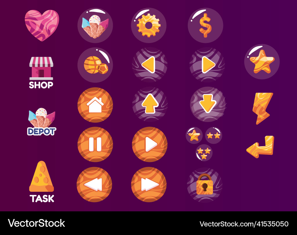 Game asset collection set of icon in bubble user vector image
