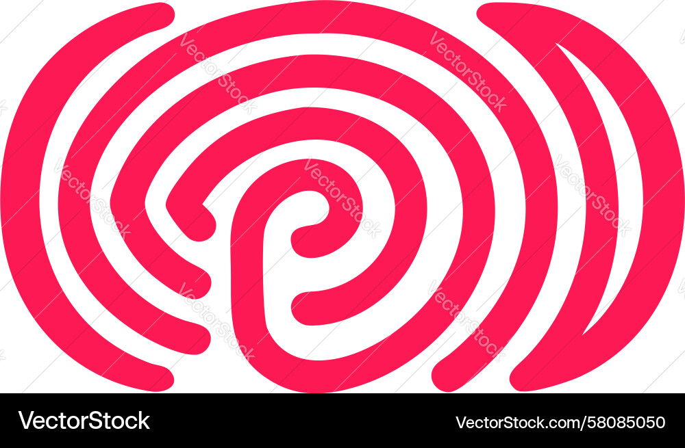 Red Spiral Fingerprint Abstract Pattern Vector Image