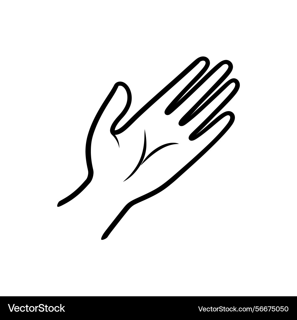 Simple outline hand with open palm on transparent Vector Image
