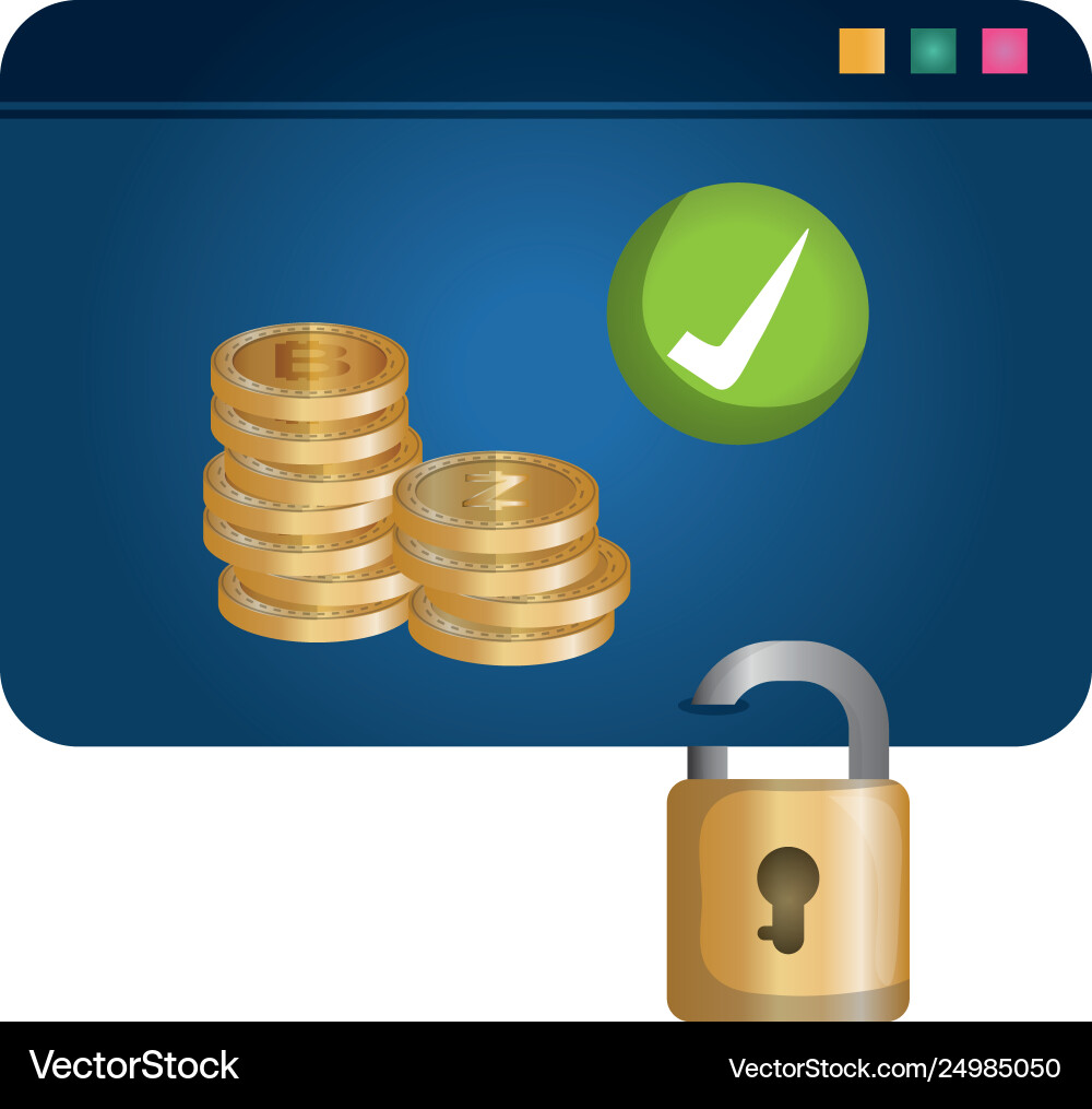 Template webpage with virtual coins Vector Image