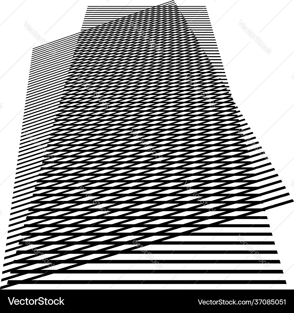 3d moire grid mesh tilted skew intersecting lines 3d moire grid mesh tilted skew intersecting lines Vector Image