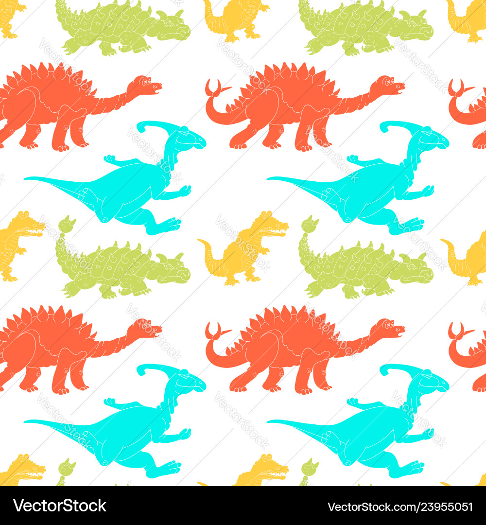 A seamless repeating pattern of dinosaurs A seamless repeating pattern of dinosaurs vector image