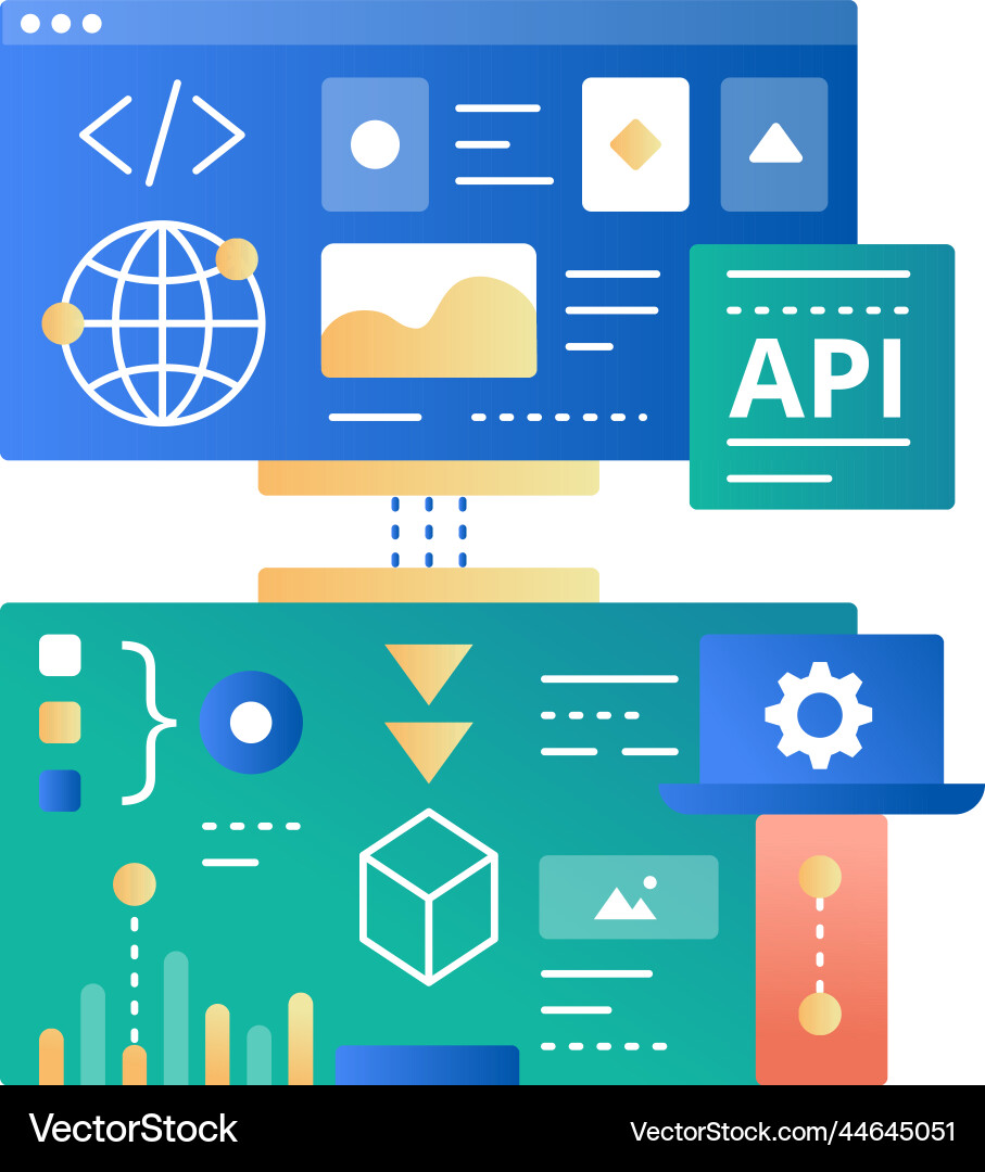 Api-Modellierungs-Icon-Web-Schnittstellen-Entwicklung vektorbild