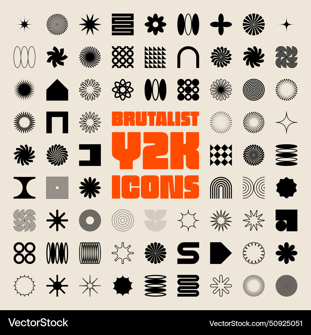 Brutalist geometric shapes symbols simple Brutalist geometric shapes symbols simple Vector Image