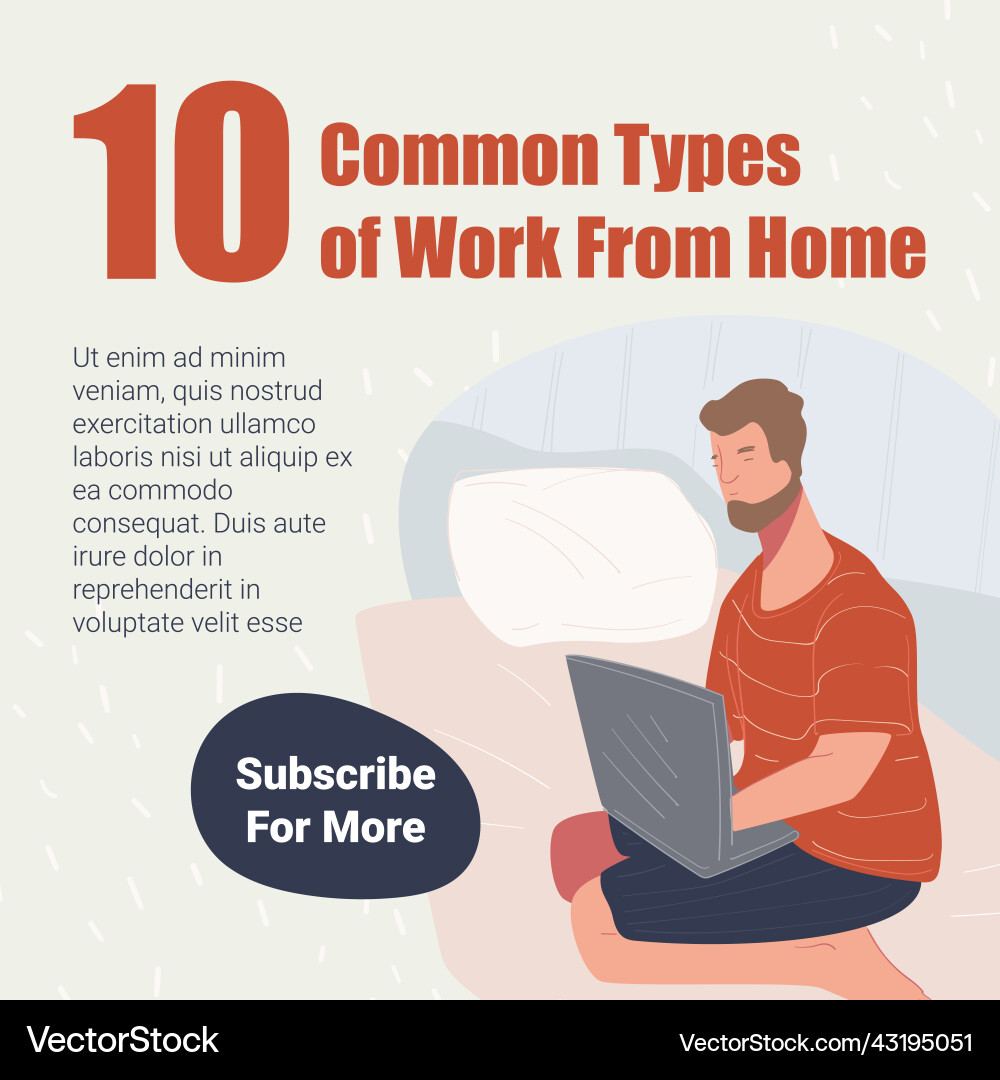 Common types of work from home subscribe for more Common types of work from home subscribe for more vector image