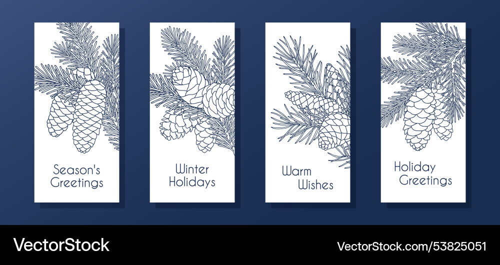 Compositions with coniferous branches and cones vector image
