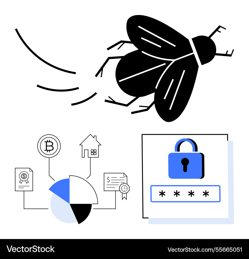 Data security by a symbolic bug Data security by a symbolic bug vector image