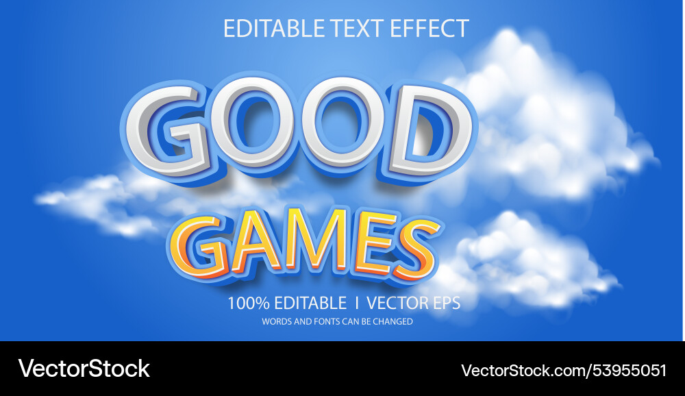 Editable good game text effect with modern style Editable good game text effect with modern style Vector Image