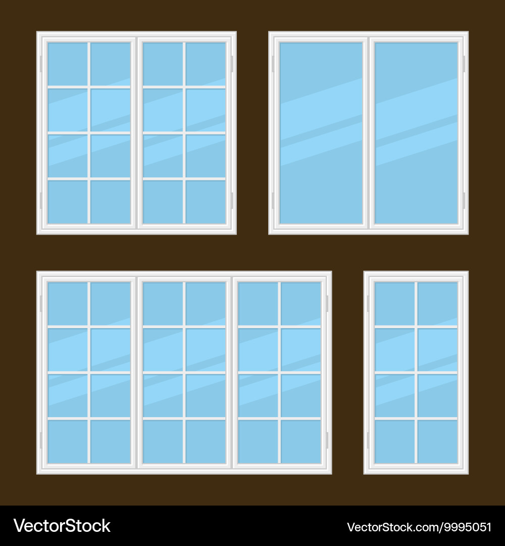 Flat style windows types set Vector Image