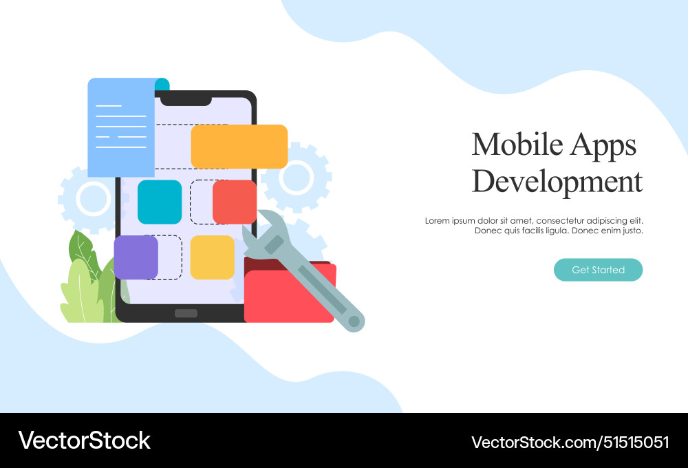 Landing page template for mobile app development vector image