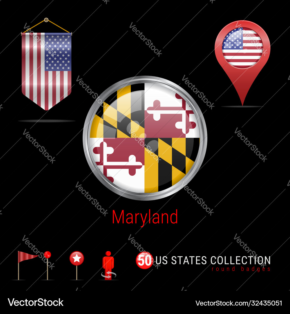 Maryland State Flag Badge Vector Image