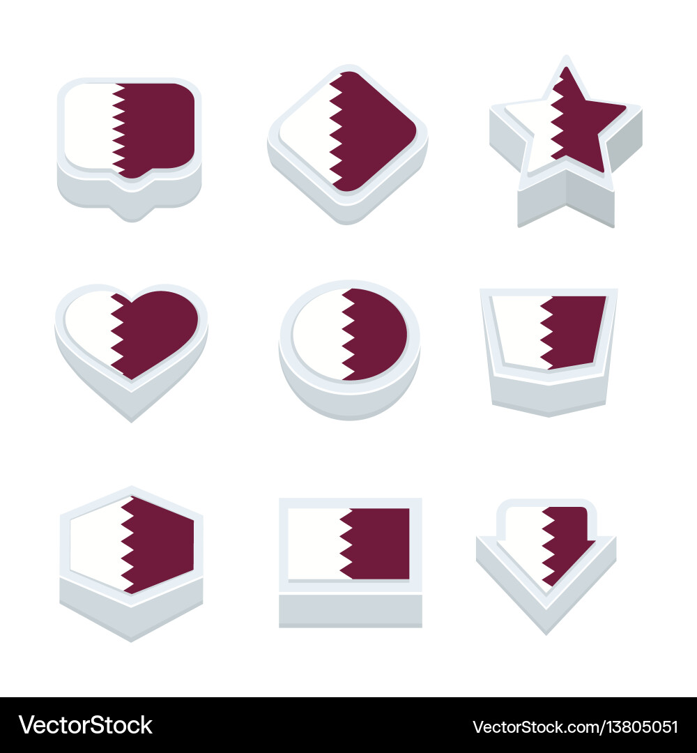 Qatar flags icons and button set nine styles Vector Image