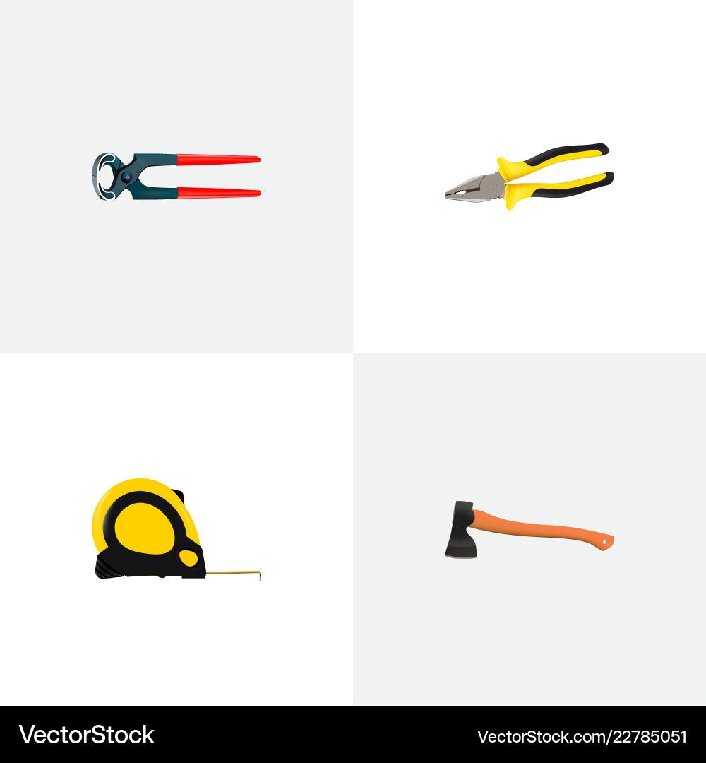 Set of instruments realistic symbols with tongs Vector Image