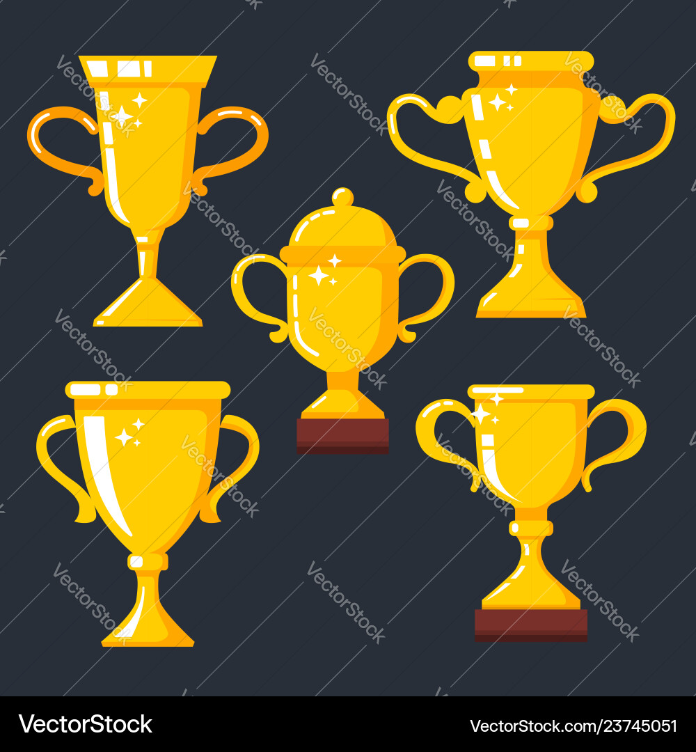 Set of winner cups in flat style design element Set of winner cups in flat style design element vector image