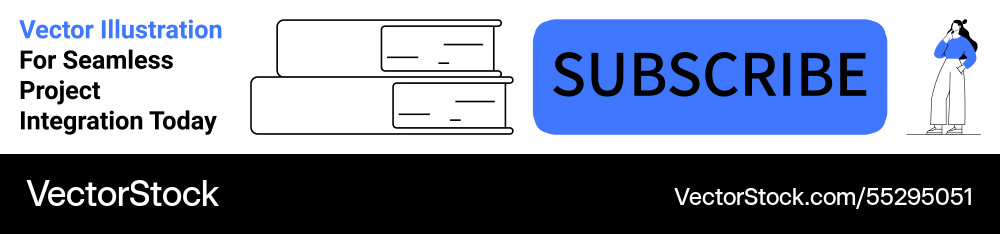 Stack of books with subscription button Vector Image