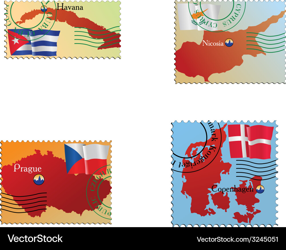 Stamp with an image of map Vector Image