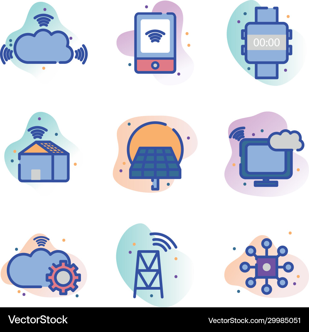 Technology and internet line fill block style icon vector image