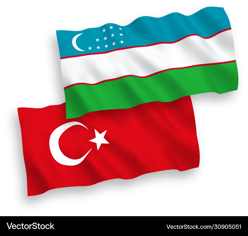 Turkey & Uzbekistan Flags Vector Image