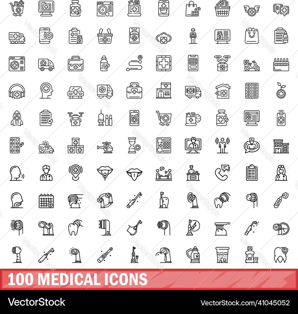 100 medizinische Icons setzen Umriss Stil 100 medizinische Icons setzen Umriss Stil vektorbild