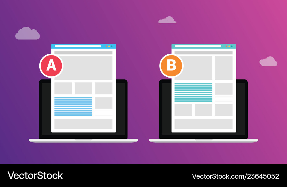 Ab a b split testing concept with two business Ab a b split testing concept with two business vector image
