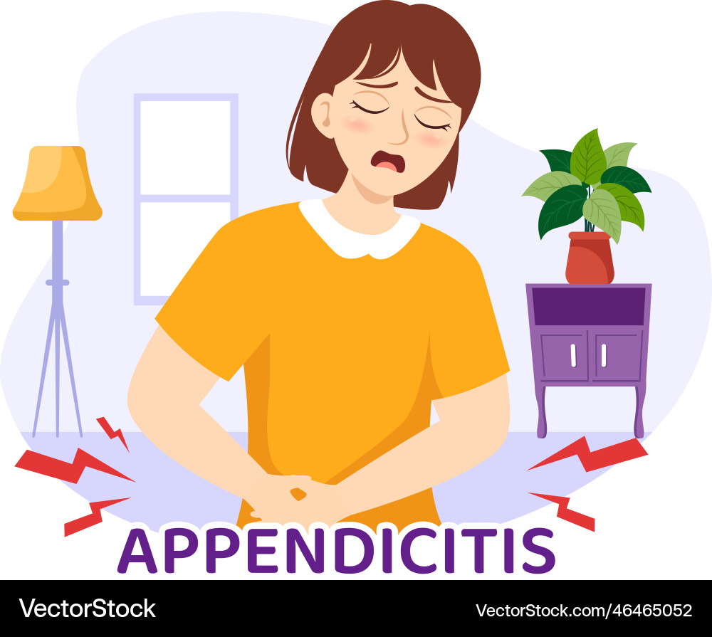 Appendicitis with inflammation of the appendix Appendicitis with inflammation of the appendix vector image