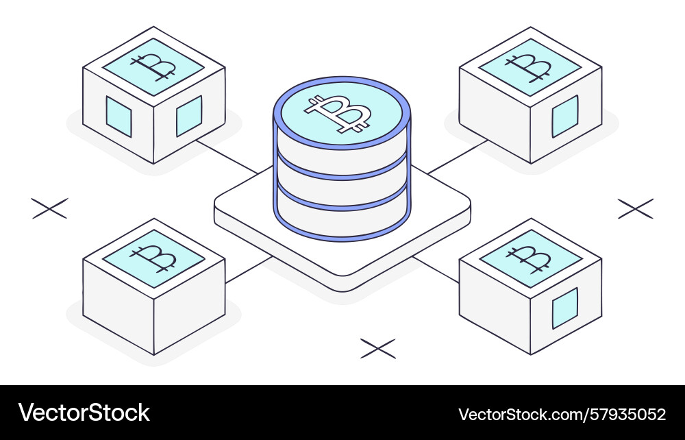 Bitcoin network database graphic Vector Image