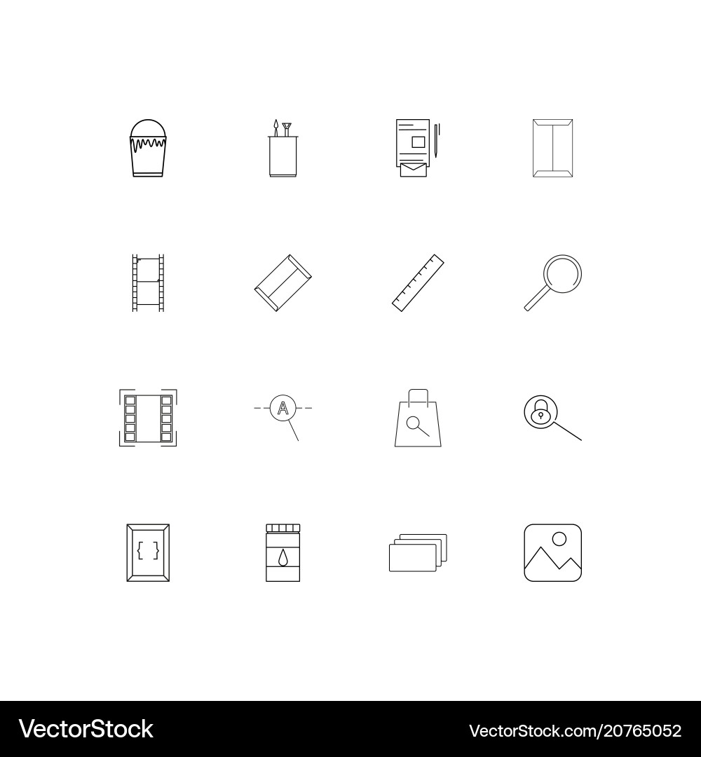 Creative process and design linear thin icons set Vector Image