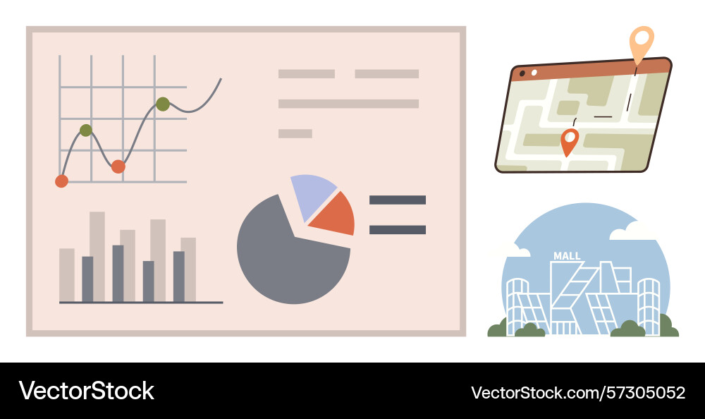 Data analysis and location mapping for business Data analysis and location mapping for business vector image
