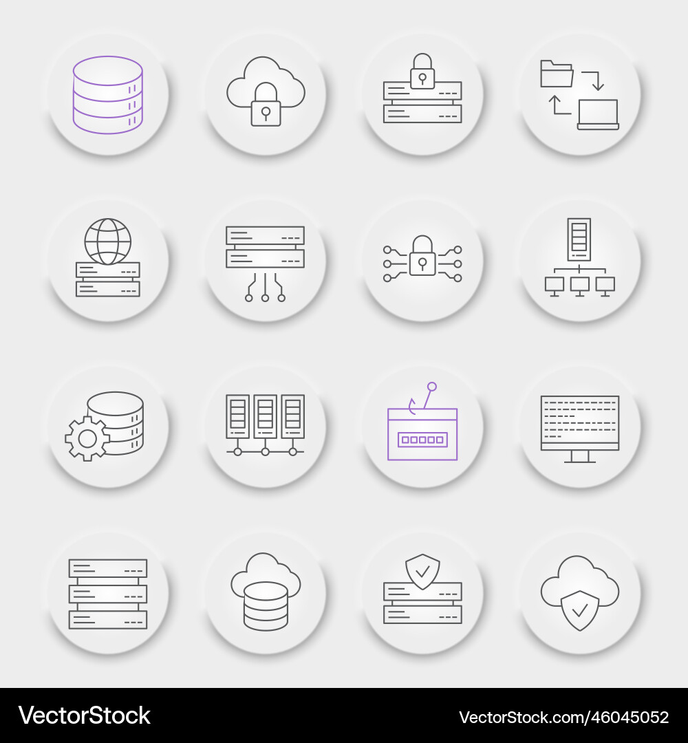 Database line icon set vector image