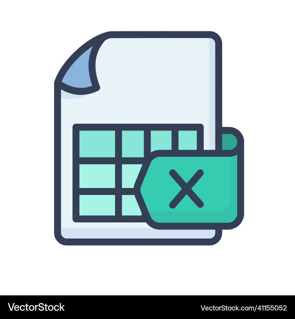 Excel document file paper page sheet single vector image