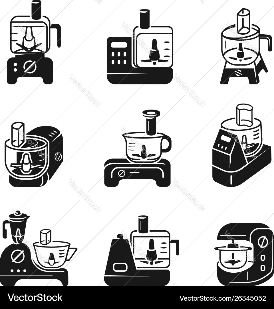 Food processor icons set simple style Food processor icons set simple style vector image