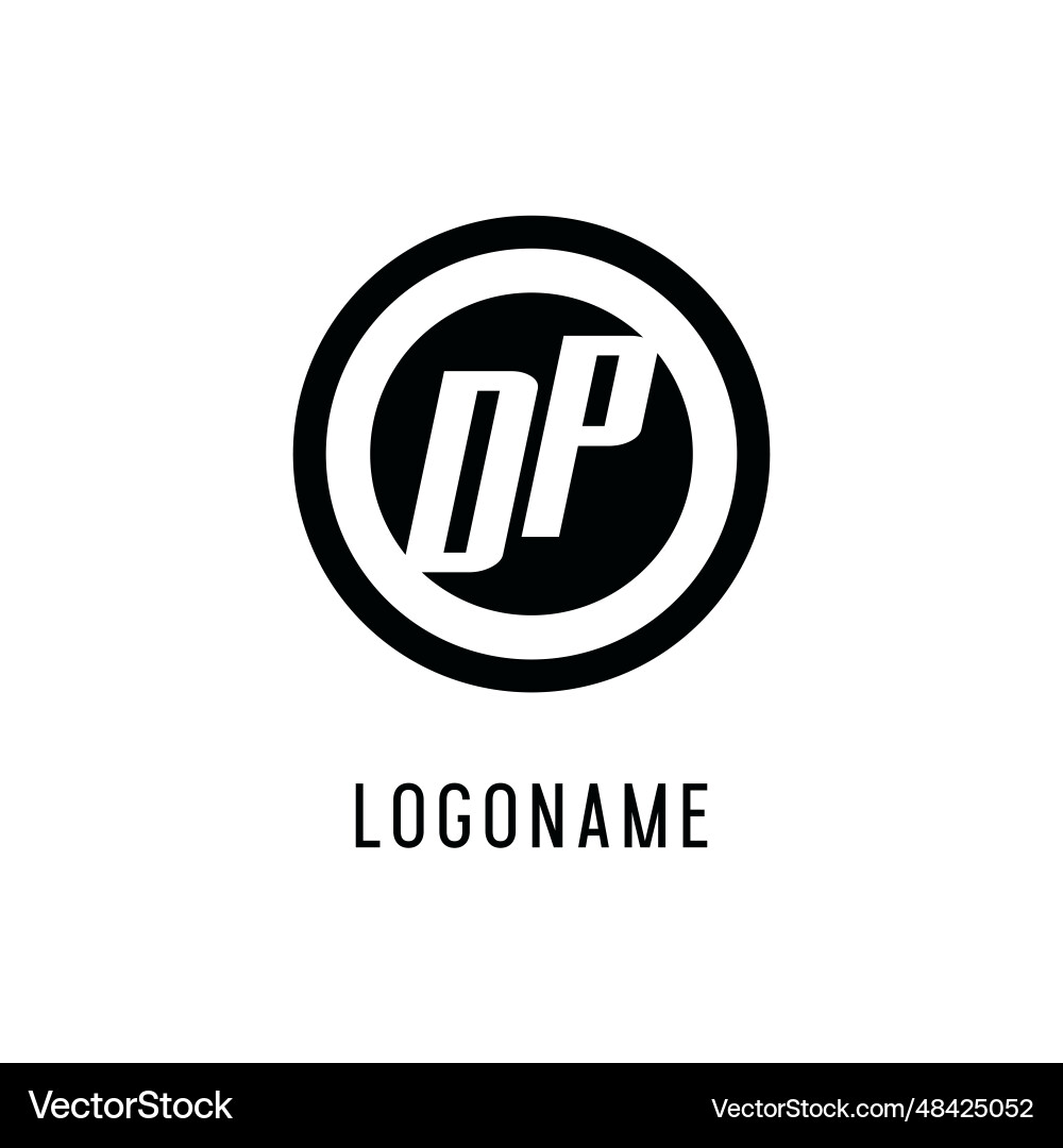 Initial dp logo concentric circle line clean Vector Image