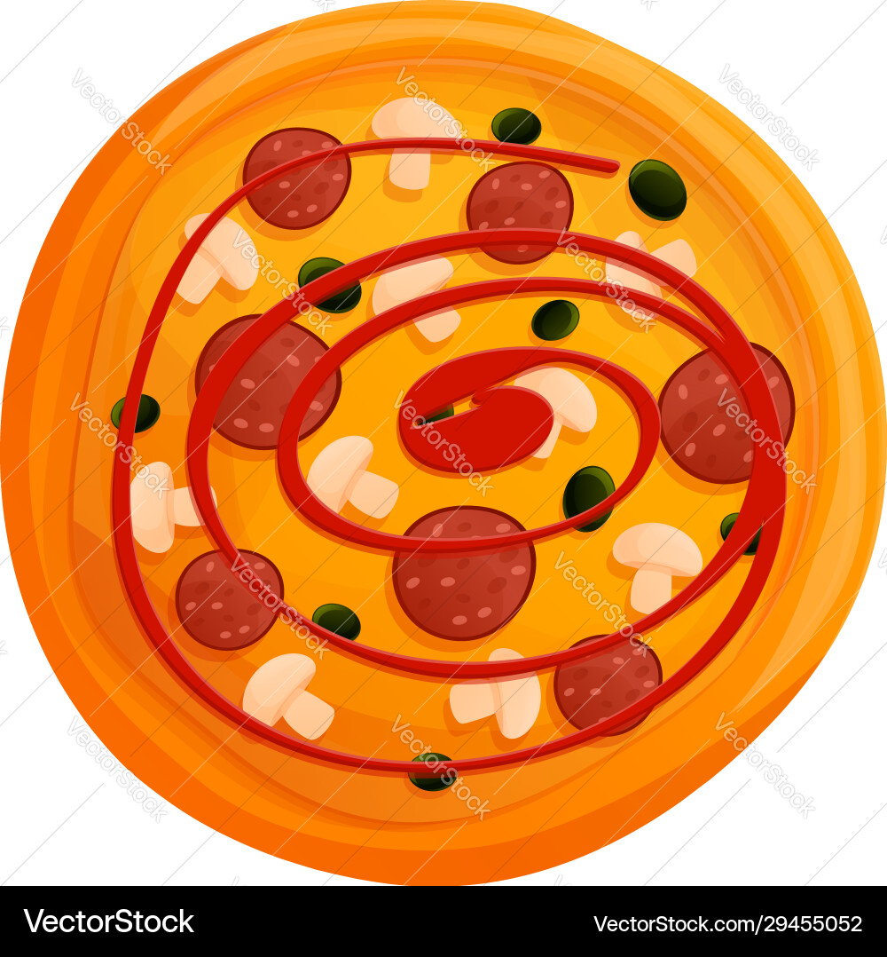 Ketchup pizza icon cartoon style Ketchup pizza icon cartoon style vector image