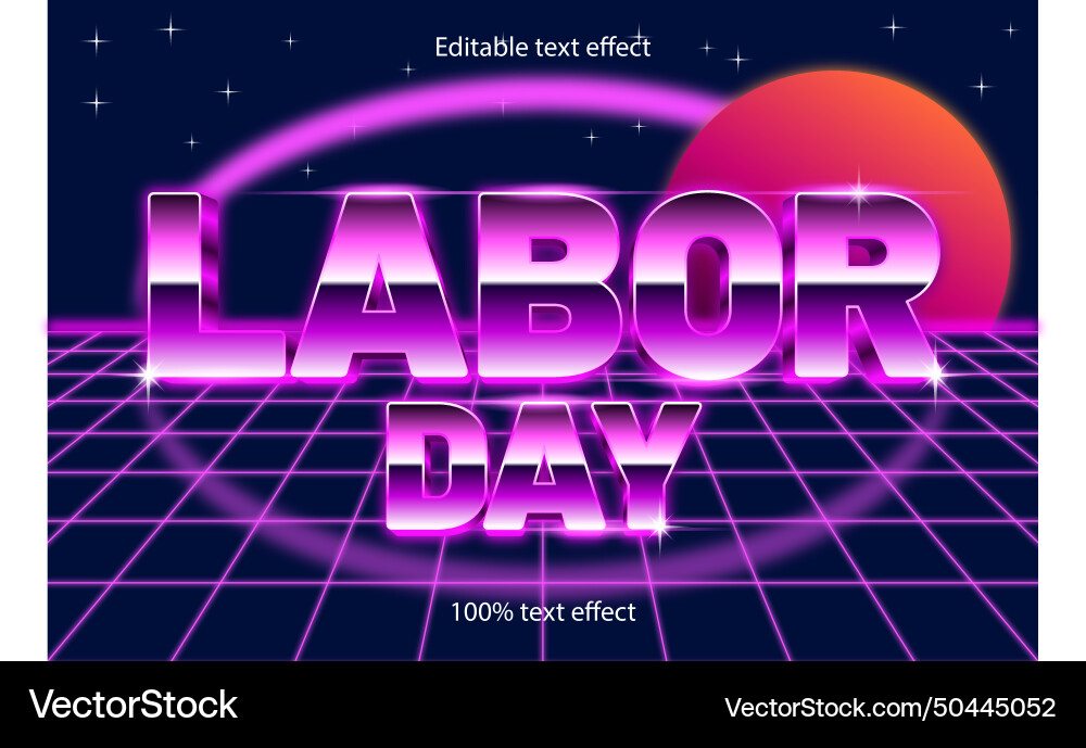Labor day editable text effect retro style Labor day editable text effect retro style vector image