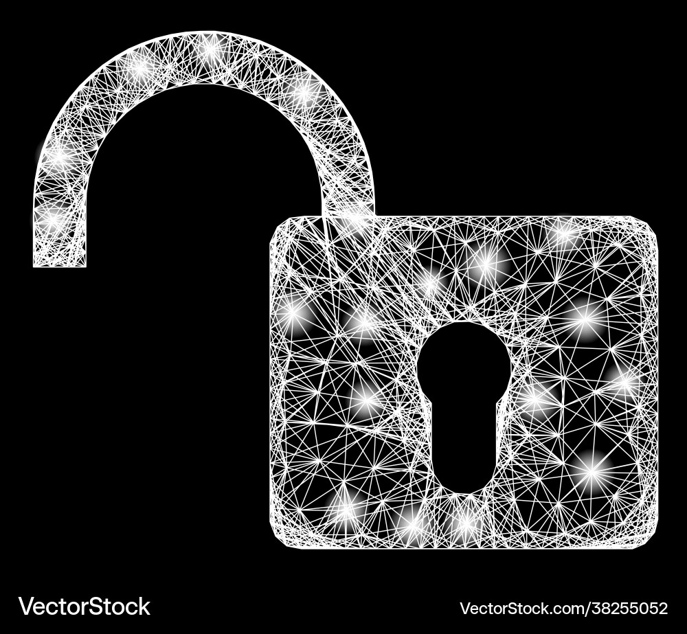 Net open lock web mesh with bright glare spots Vector Image