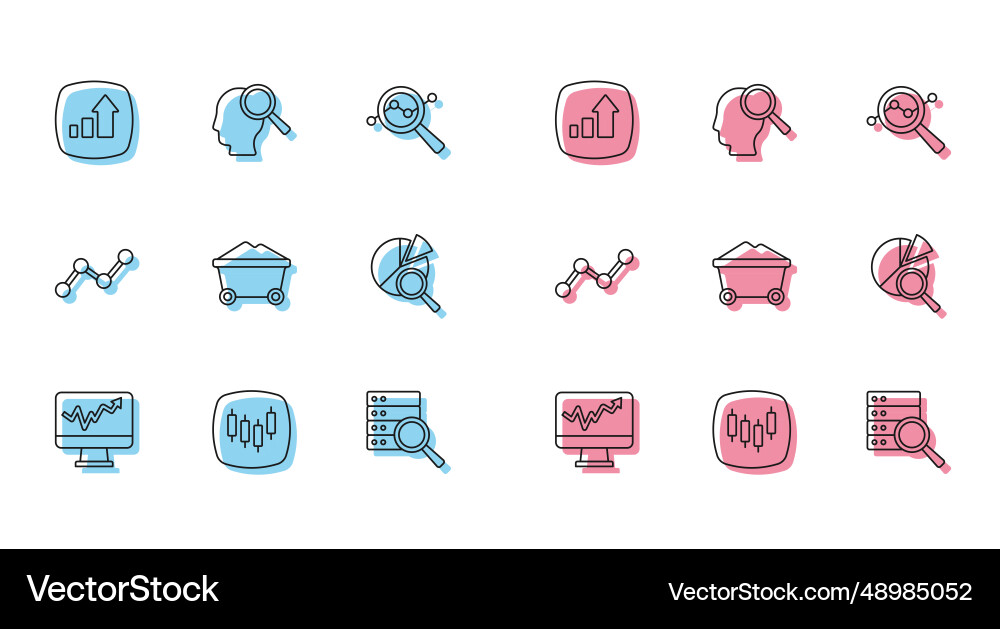 Set line monitor with graph chart browser stocks Set line monitor with graph chart browser stocks vector image