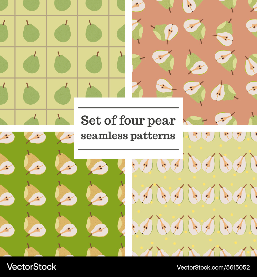 Set of four pear seamless patterns vector image