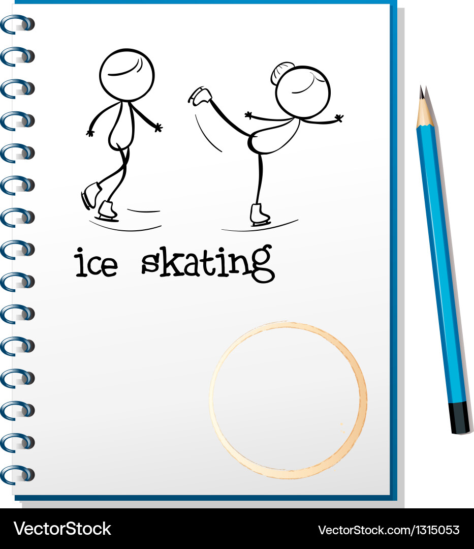 A notebook with an image of two people ice skating vector image