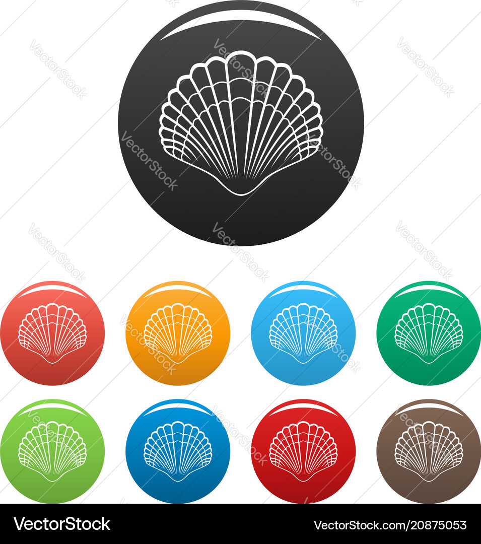 Big shell icons set color vector image