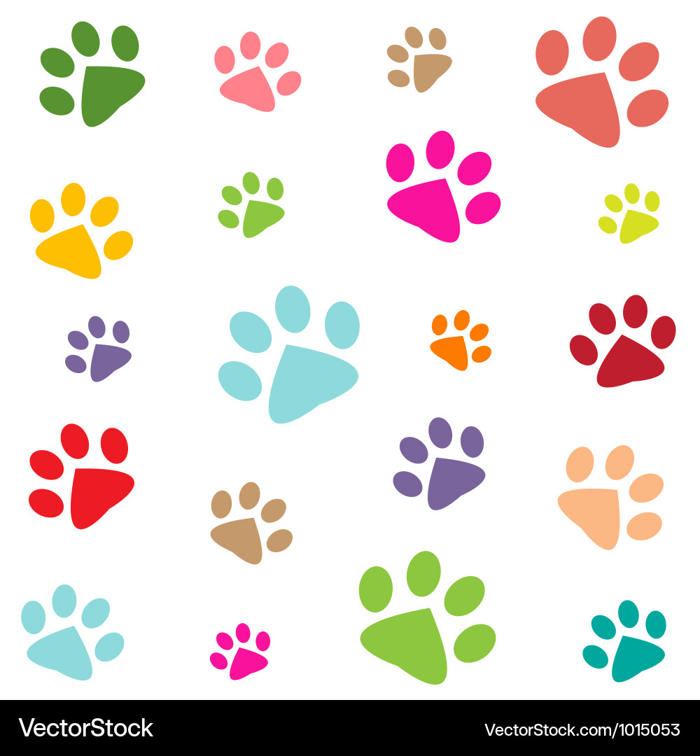 Colorful Paw Print Pattern vector image