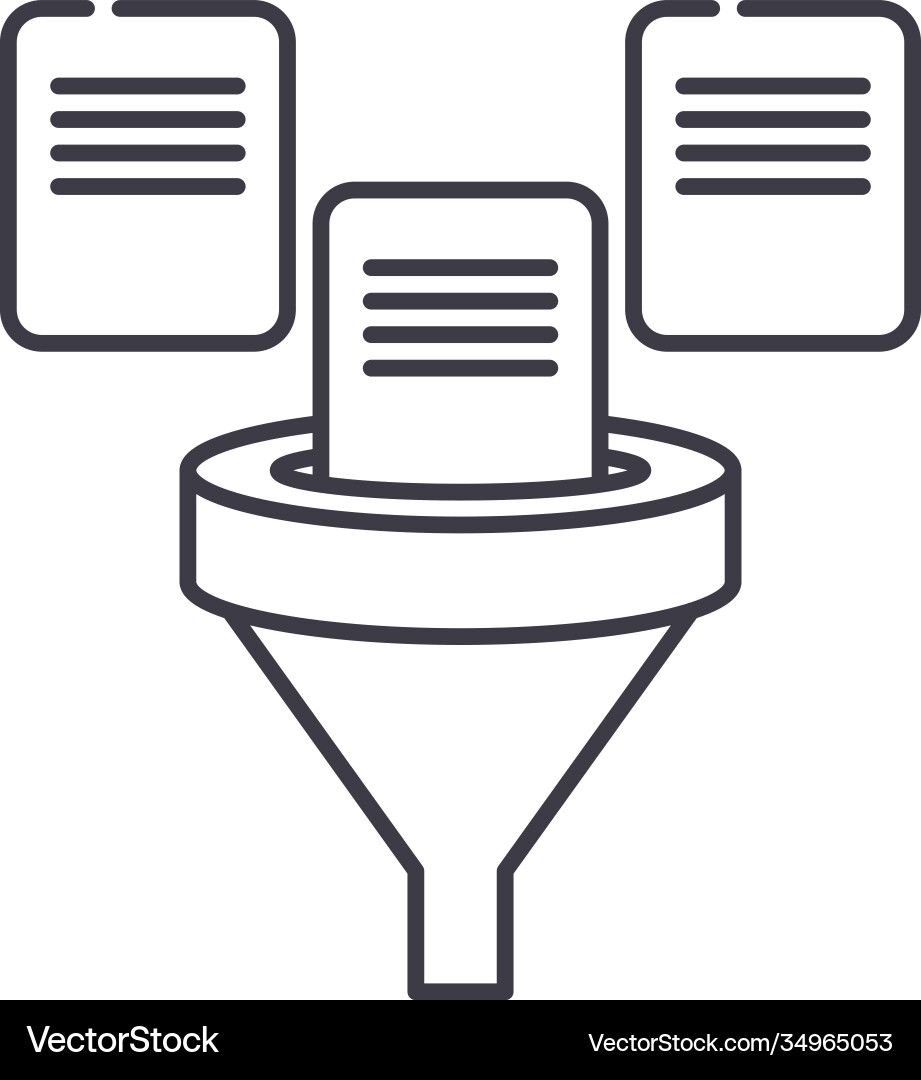 Data filter icon linear isolated Data filter icon linear isolated Vector Image