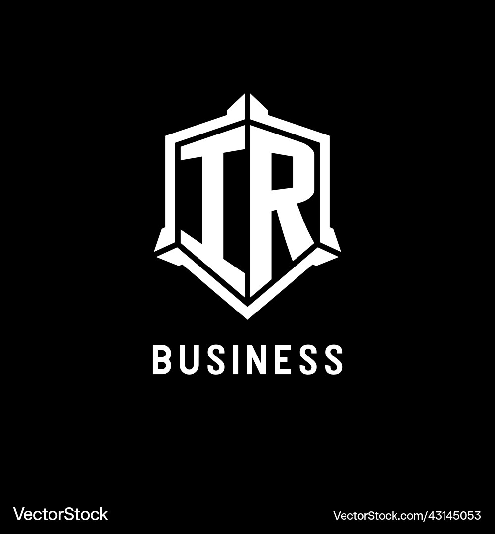 Ir logo initial with shield shape design style Vector Image