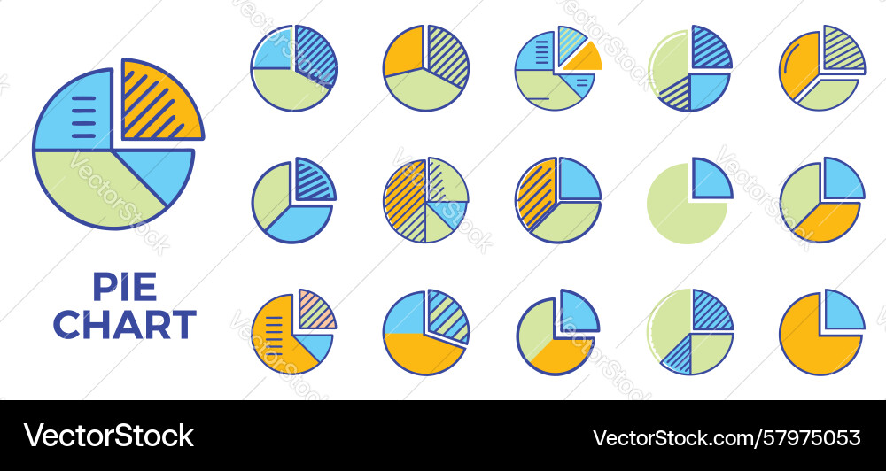 Pie chart set statistical data circular Vector Image