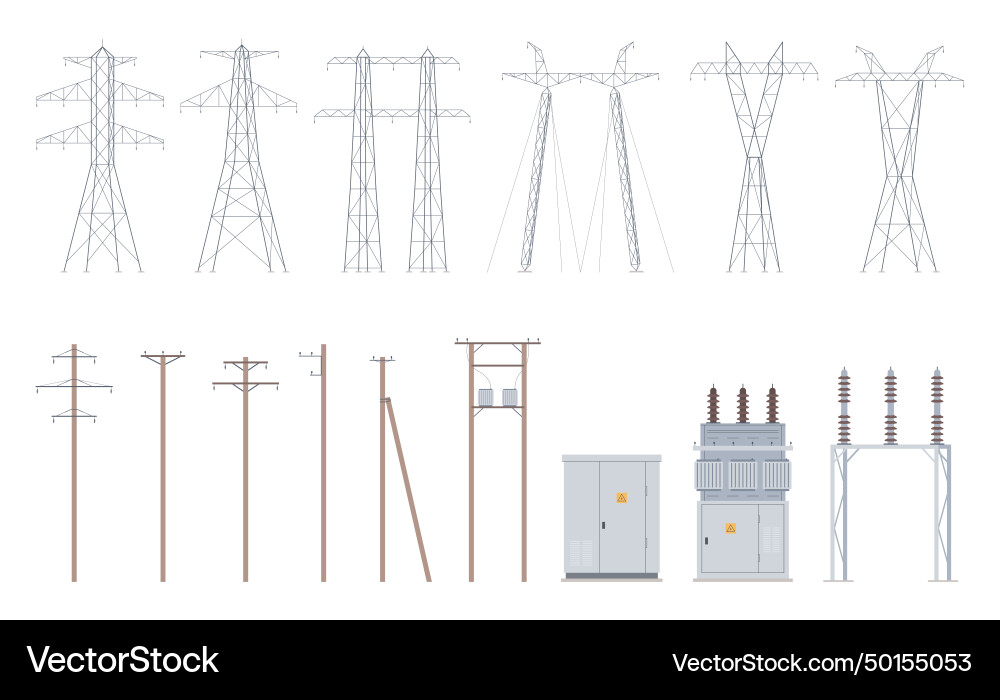 Power lines high voltage cables hanging wires Power lines high voltage cables hanging wires vector image
