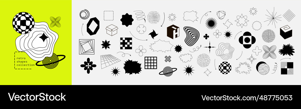 Retrofuturistic geometry design elements Retrofuturistic geometry design elements Vector Image
