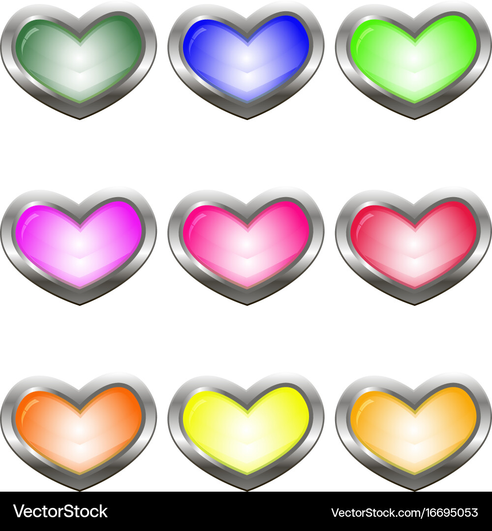 Set of colored buttons in the shape a heart Vector Image