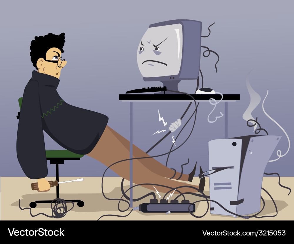 Tech Troubles: Computer Failure vector image